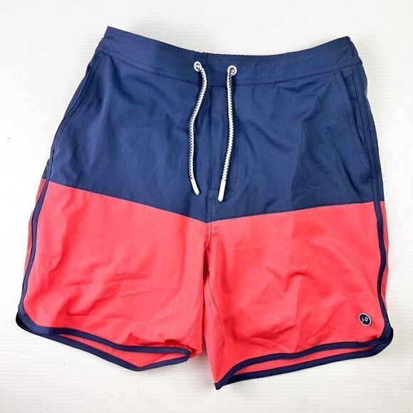 Johnnie-O Tully Half Elastic 7" Surf Shorts Size Small Scalloped Hem - Picture 2 of 11